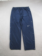 Vintage 90s Nike White Tag Snap Pants 2XL Blue Swoosh Breakaway Track Basketball