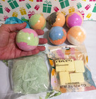 Bath Bombs 6 full size colorful scented bath balls, infused sponge, + 5 steamers — photo 1