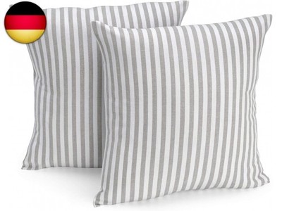FILU Kissenbezug 50 x 50 cm 2er Pack (Farbe wählbar) Grau/Weiß gestreift - K