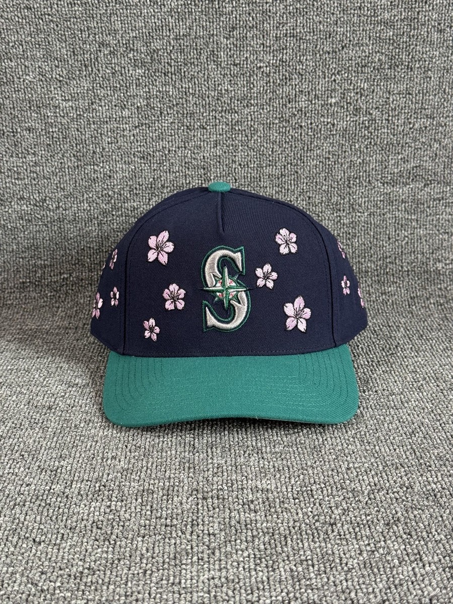 Mitchell & Ness Seattle Mariners Snapback Cherry Blossom Hat Navy Teal