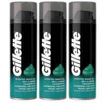 3 x Gillette Classic Sensitive Skin Shaving Gel Lightly Fragranced 200ml 16.65 per litre