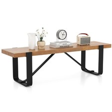 COSTWAY Entryway Bench 152cm Long Hallway Farmhouse Bench Wooden Shoe Rack