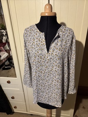 LOFT OUTLET Damen Bluse Oberteil Gr. S grau Mix Blumen Chiffon 3/4 Arm NEU