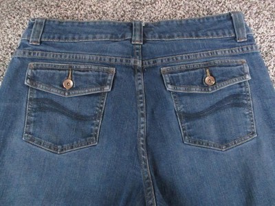 Lee Natural Bootcut Jeans Womens 14 Blue Med Wash High Rise Stretch 34x30