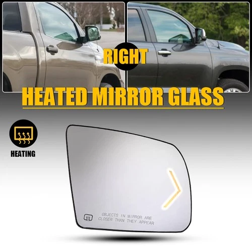For 2007-2020 Toyota Tundra Right Passenger Heated Mirror Glass W/Turn Signal EC