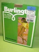 BURLINGTON Vintage 1970's Women's SMALL All Sheer Sandalfoot PANTY HOSE Sunglow