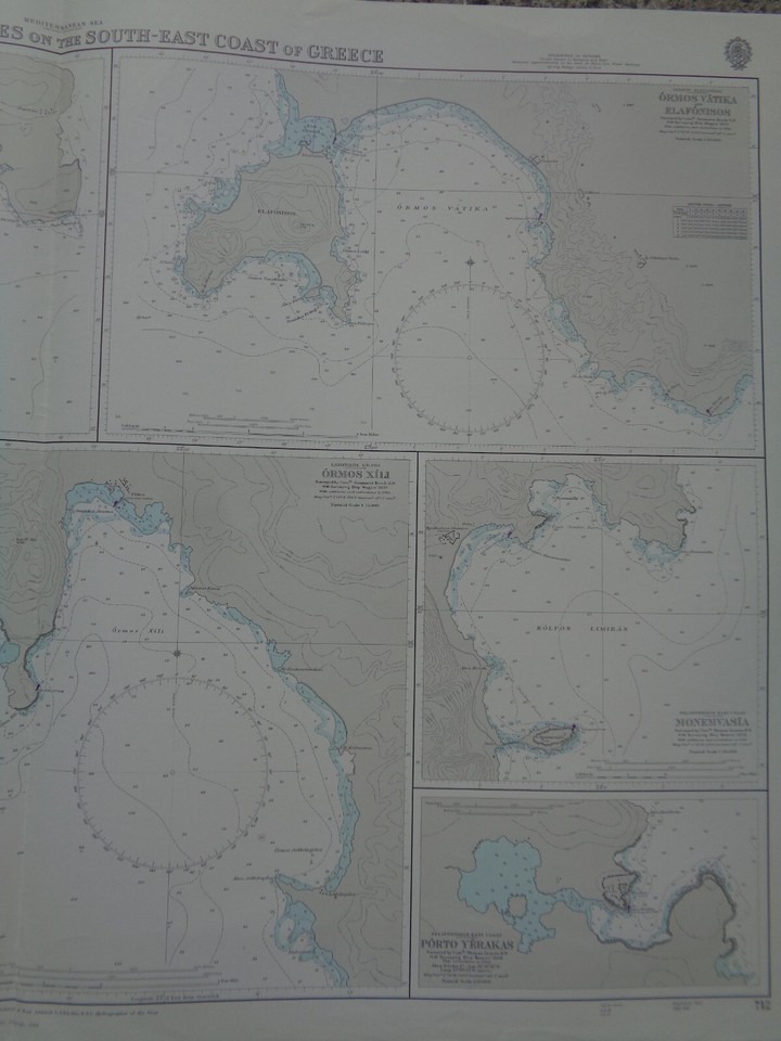 Card Marine/Harbour And Anchorages On The SouthEast Coast Of Greece eBay