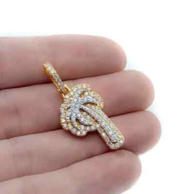 2.20Ct Round Cut Lab Created Diamond Plam Tree Pendant 14K Yellow Gold Plated