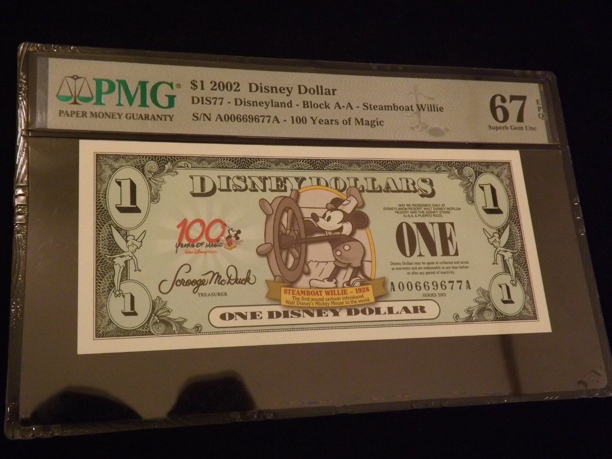 2002 $1 Disney Dollar Steamboat Willie PMG 67 | eBay