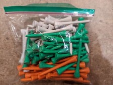 110 Mixed Lot Tees 2 3/4" Wooden Golf Tees - Green Orange White
