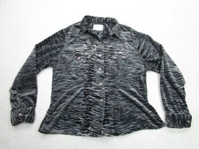 VINTAGE Rockmount Shirt Womens Small Grya Black Diamond Pearl Snap Ranch Wear