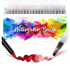 24+1 Brush Pens with Soft Flexible Felt Tip, Watercolour Brush- Rendom Delivery