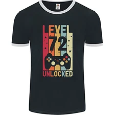 72nd Birthday 72 Year Old Level Up Gaming Mens Ringer T-Shirt FotL