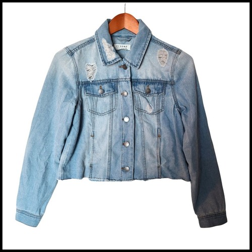Ci Sono Denim Jacket Light Wash Raw Hem 