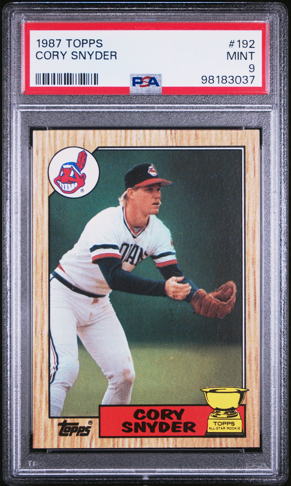 1987 TOPPS #192 CORY SNYDER PSA 9