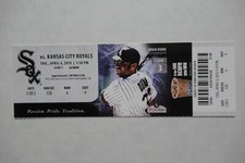 CHICAGO WHITE SOX VS KANSAS CITY ROYALS 4/4/2013 FULL TICKET ~ ADAM DUNN