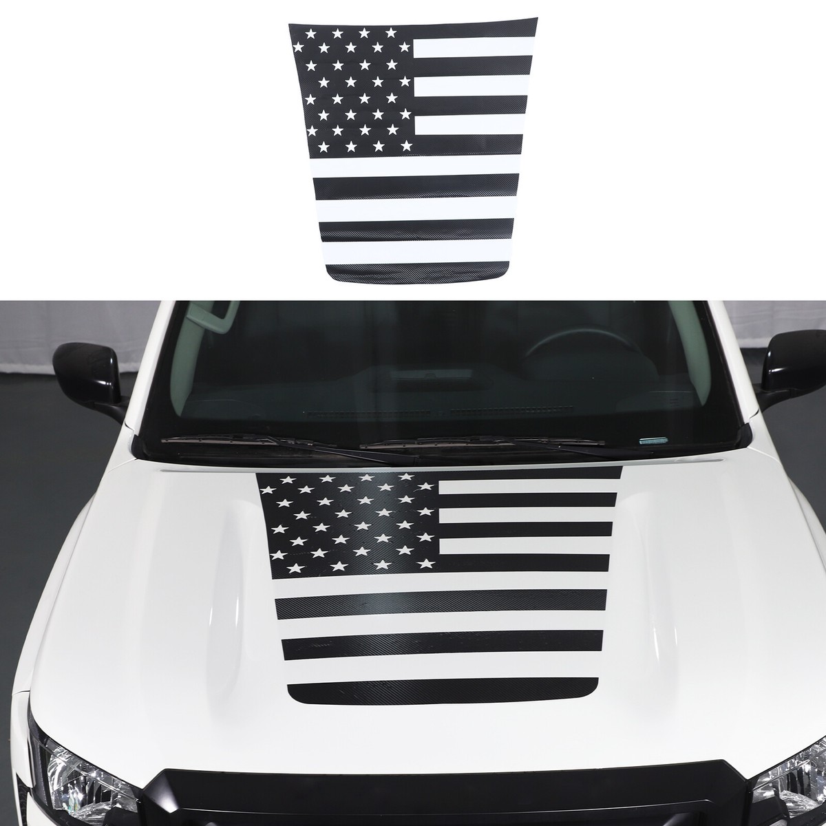 American Flag Carbon Texture Hood Decal Vinyls Fits Nissan