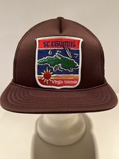 VINTAGE HAT TRUCKER MESH ST. THOMAS VIRGIN ISLANDS Patch SURF Cap w/rope Brown