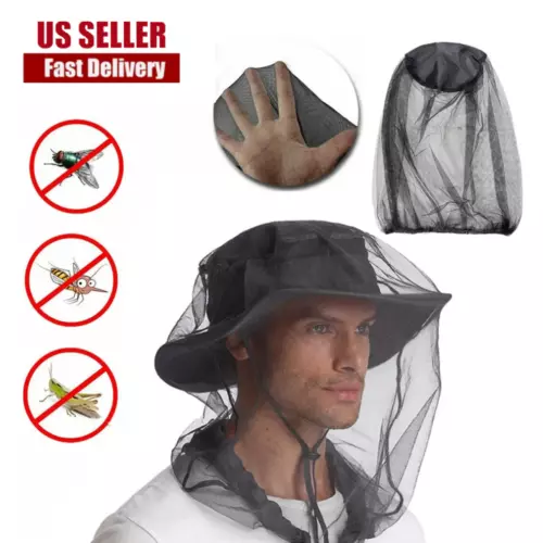 2Pcs Anti-Mosquito Bug Bee Insect Head Net Hat Cap Sun Protection Fishing Hiking