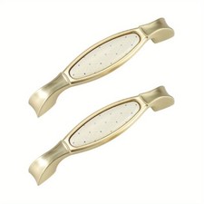 2pcs Decorative Cabinet Pull Handle Gold and Ceramic 5 Inch Center-to-Center New