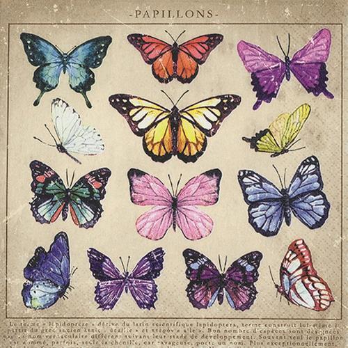 20 Servietten Papillons Sammlung Schmetterlinge Sommer Natur Tischdeko 33X33Cm-image