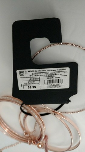 Set aus 9 roségoldfarbenen 3-Einzelarmreifen & 5 Armreif Armbänder/Charms 1-Tennis Neu - Bild 7 von 7