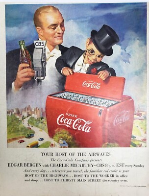 Bergen Charlie Coca Cola Vintage Ad 1950 Soda Coke Cooler Pop