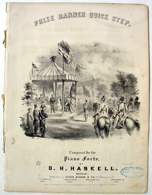 SHEET MUSIC   THE PRIZE BANNER QUICK STEP, 1860. LITHO COVER