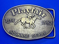 Spokane Derby Interstate Fair's 75th Playfair 1982 RJ Belt Buckle
