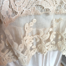 💙 Damen Midi Trägerkleid Chiffon Weiß Beige Spitze N839W Größe 36,38,40,42,S,M