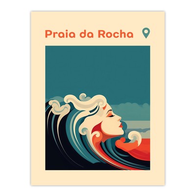 Seaside Calls Praia da Rocha Beach Portugal Waves Siren Wall Art Poster Print