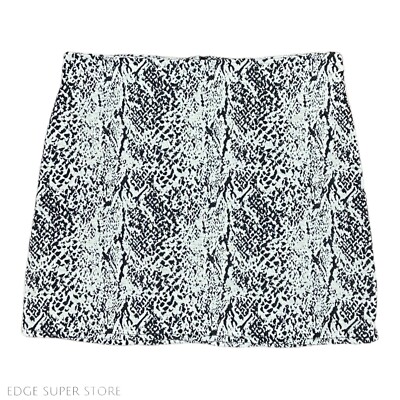 ASTARS Lex Black White Python Snake Print Stretch Mini Short Skirt Size Small