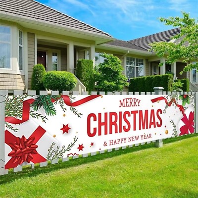 Merry Christmas Banner Santa Claus Sign Outdoor Garden Happy New Year Decoration