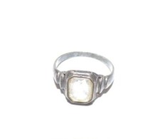 Art Deco Solitaire Ring Sterling Silver Clear Cut Glass Baby Pinky Engagement