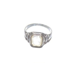 Art Deco Solitaire Ring Sterling Silver Clear Cut Glass Baby Pinky Engagement