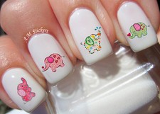 Cute Baby Elephant Nail Art Stickers Transfers Decals Set of 24 - A1075