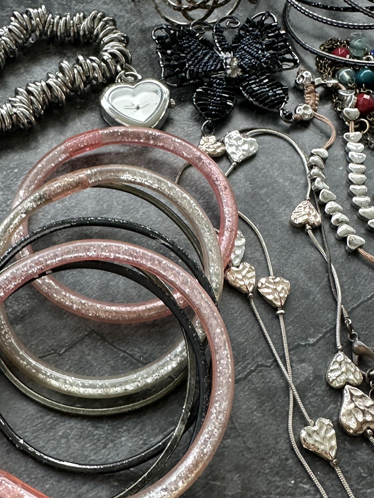 Job Lot Costume Jewellery Necklaces Bangle Ring Scarf Clip Mixed Job