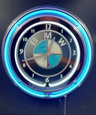 15" BMW Sign Double Neon Clock 