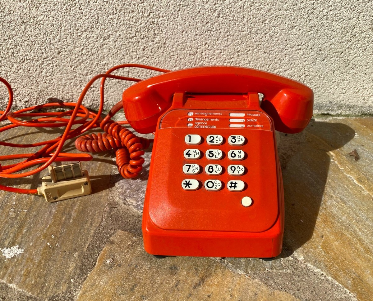 Téléphone Vintage Socotel S63 Orange – à Touches – Fonctionnel, Bonne Condition