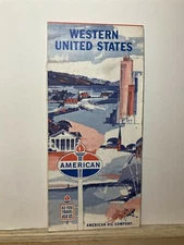 1965 American Oil Company Gas Station Western United States Map California  Vtg