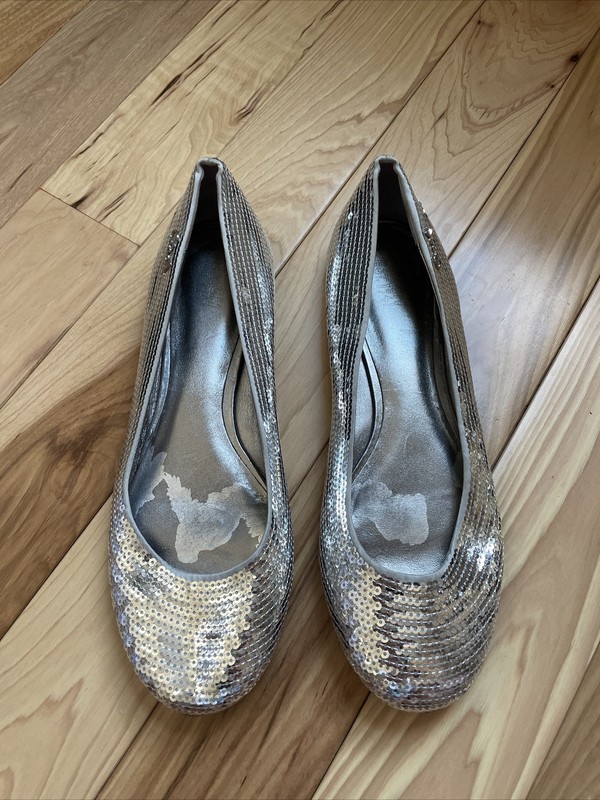 Coach Silver Sequin Flats 9.5 Women’s