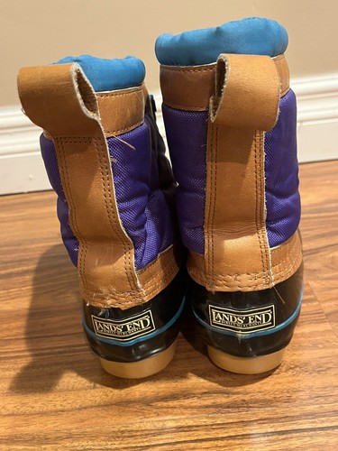Lands' End Women's Rubber Duck Boots Vintage Purple Green Black Lined Size 7 - Picture 4 of 6