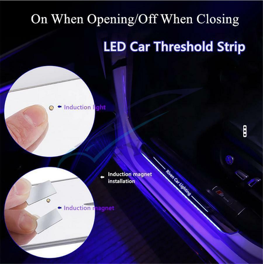 Pair LED RGB Flowing Car Front Door Pedal Light Sill Pathway