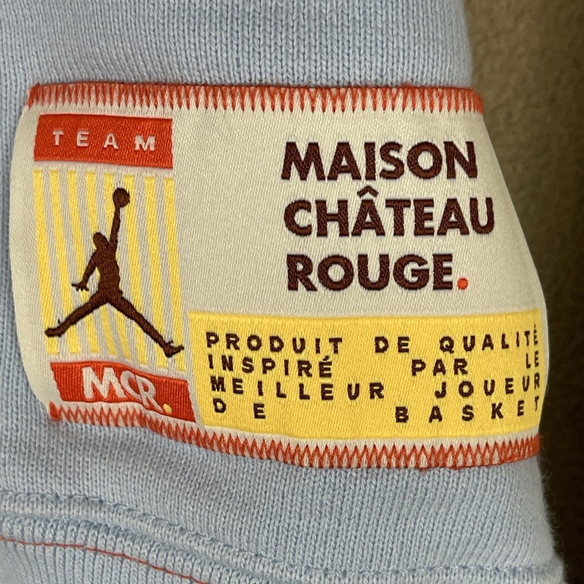 Jordan x Maison Chateau Rouge Hoodie Women Small Blue White Pullover Jumpman View 5