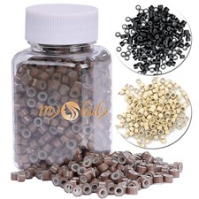 500/1000PCS Silicone Lined Micro Ring Mini Beads for I Tip Human Hair Extensions