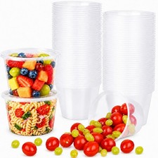 16 oz Deli Food Containers with Lids - 50 Pack - Clear BPA-Free PP Plastic