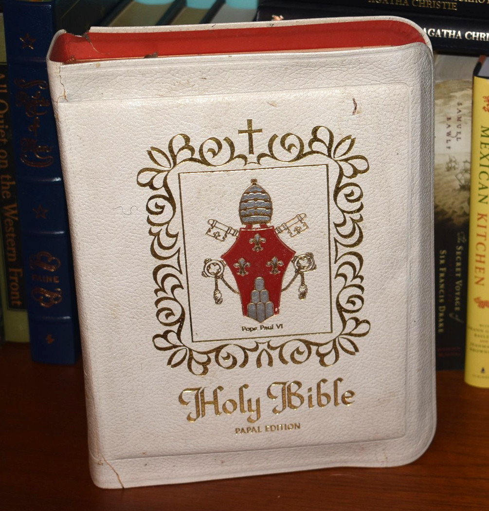 Vintage 1966 Holy Bible Papal Edition Pope Paul VI - Illustrated Gilded Pages