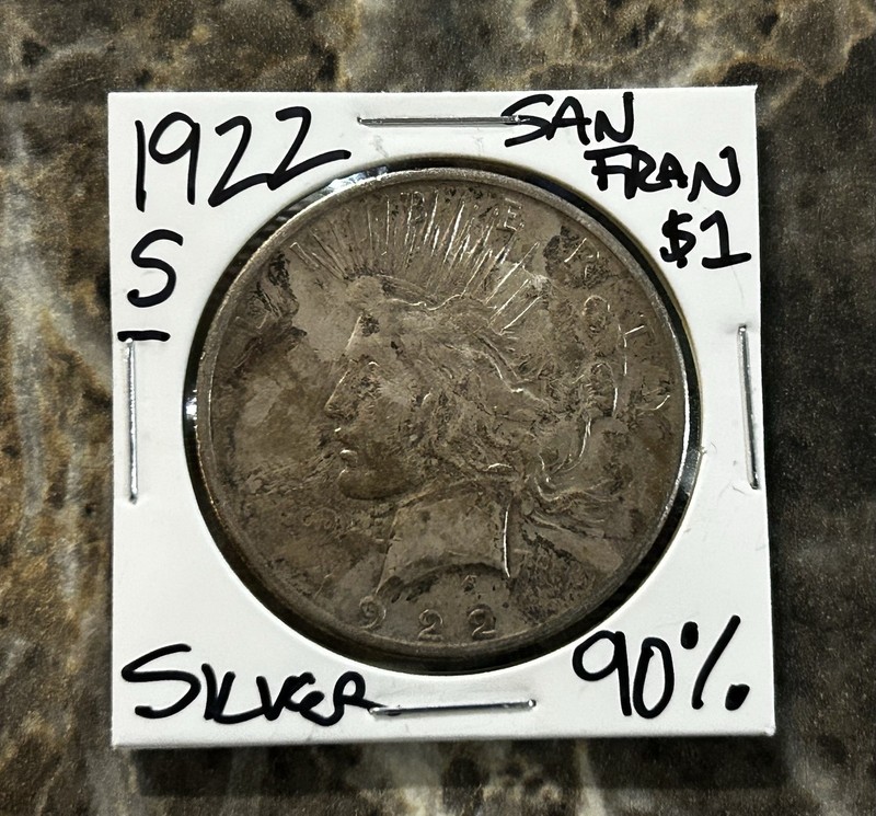 1922 San Francisco S mint Peace Dollar 90% Silver Coin