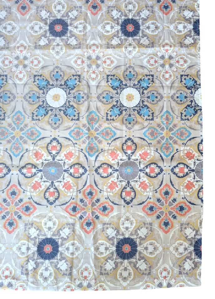 Cortina de Ducha Interdesign, Medallones Boho, Beige Teal Coral Azul Marino Dorado, 72 x 72 Foto 2 de 4