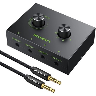 Audio Switch 4 Ports 3,5mm Stereo Kompatibel Audio Geräte Umschalter 4fach 3,5mm